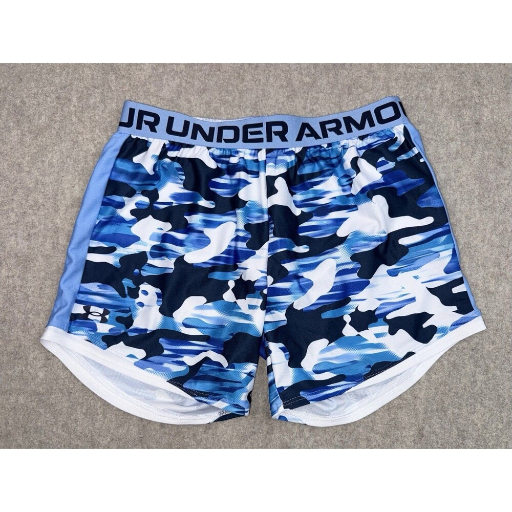 Under Armour Girls Size YLG Blue Camo Play Up Athletic Shorts NWT